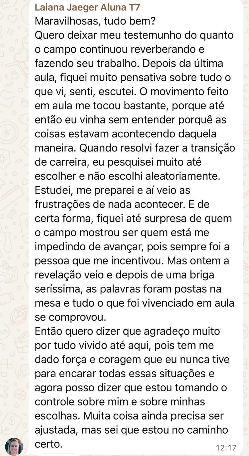 Depoimento de aluna da formação em constelação sistêmica — Escola Ancestrall